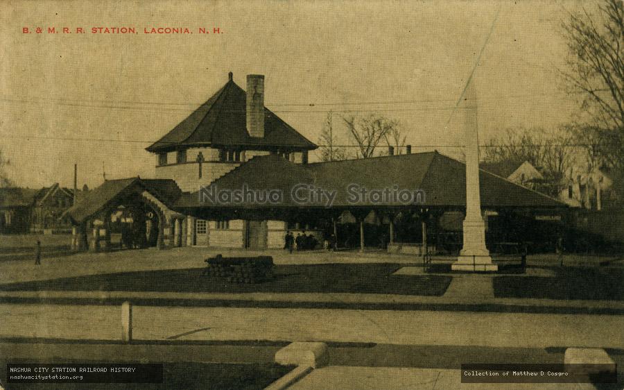 Postcard: Boston & Maine Railroad Station, Laconia, New Hampshire